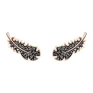 Swarovski Rose Gold and Black Feather Stud Earrings